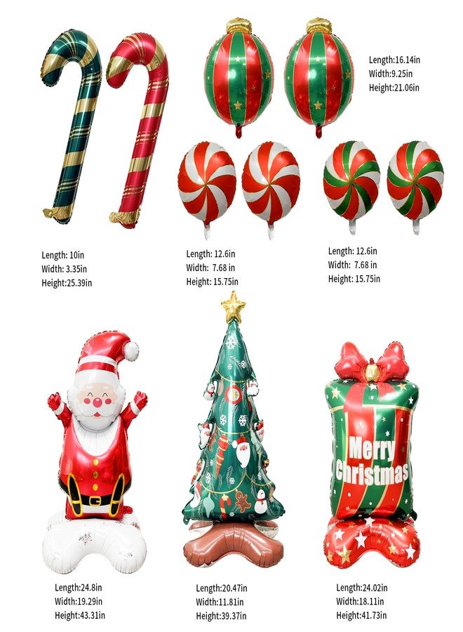 Tenforie Christmas Balloon Set with Santa, Tree, Gift & Candy Balloons - 11pcs Red Green Gold Foil Balloons for Holiday Party Decorations, Merry Christmas Supplies for Home, Kids & Photo Backdrop - Image 5