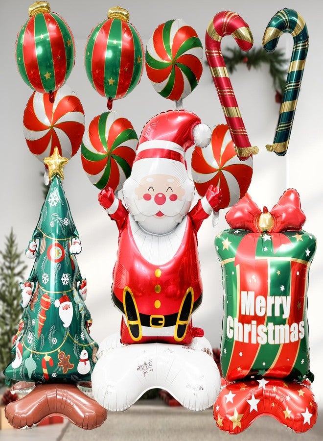 Tenforie Christmas Balloon Set with Santa, Tree, Gift & Candy Balloons - 11pcs Red Green Gold Foil Balloons for Holiday Party Decorations, Merry Christmas Supplies for Home, Kids & Photo Backdrop - Image 1