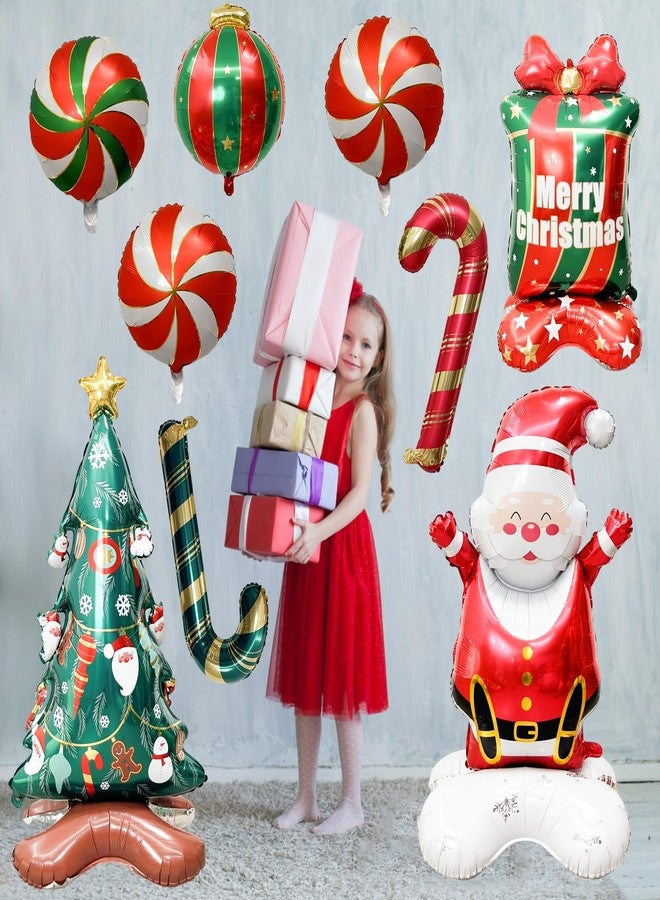 Tenforie Christmas Balloon Set with Santa, Tree, Gift & Candy Balloons - 11pcs Red Green Gold Foil Balloons for Holiday Party Decorations, Merry Christmas Supplies for Home, Kids & Photo Backdrop - Image 4