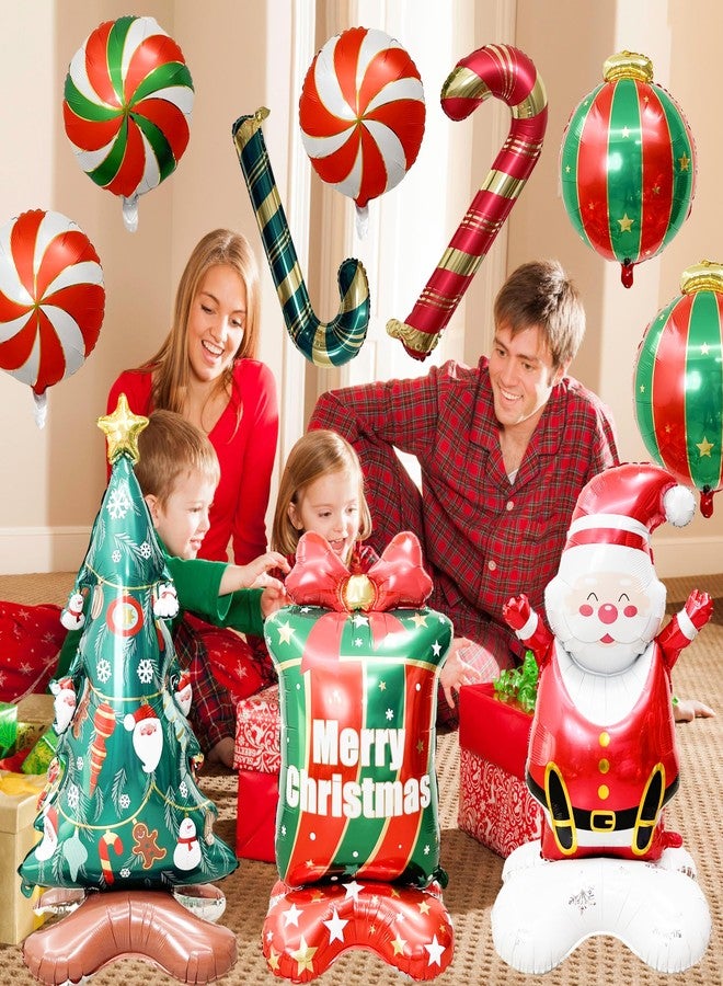 Tenforie Christmas Balloon Set with Santa, Tree, Gift & Candy Balloons - 11pcs Red Green Gold Foil Balloons for Holiday Party Decorations, Merry Christmas Supplies for Home, Kids & Photo Backdrop - Image 2
