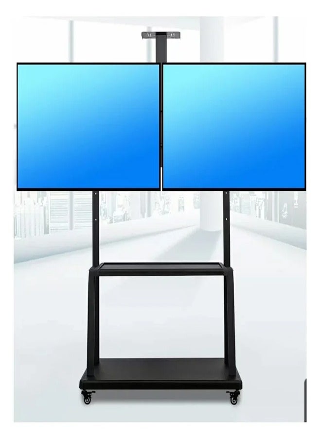 Skill Tech SH 02VFS Side by Side Video Wall Floor Stand for 32–55 Inch LED/LCD Screens, VESA 600x400, Max Load 80kg per Screen – Heavy Duty Display Stand Black  - Image 2