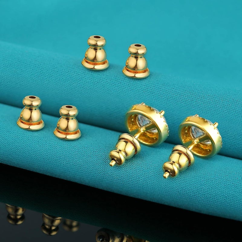 Catinee Earring Backs Replacements, 14k Plated Gold Earring Backs for Studs, Hypoallergenic (6pcs/3pair) - Image 2