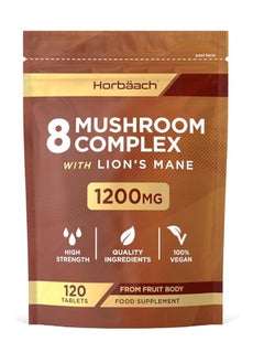 Horbäach Mushroom Complex 8  Lions Mane 120 Powder Tablets 