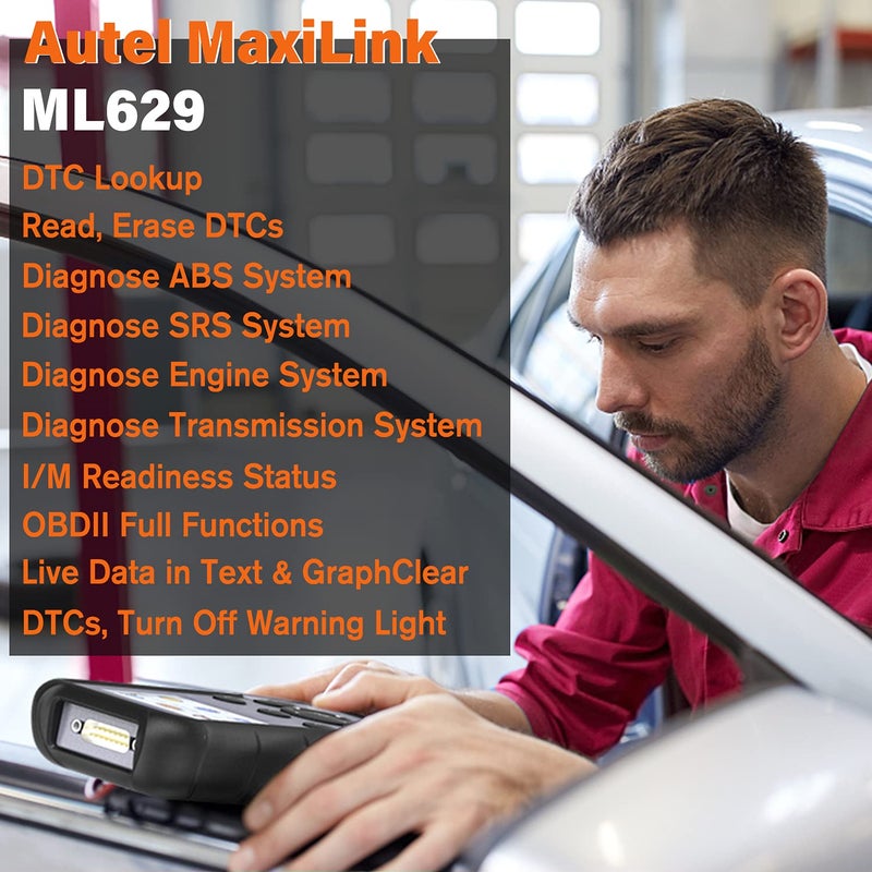 أوتل Autel Maxilink Ml629 ماسح ضوئي Obd2 للسيارات 2024 أحدث طراز تمت ترقيته من Al619 Ml619 قارئ رمز السيارة فحص المحرك ABS Srs أداة المسح التشخيصي مع اختبار Auto Vin الجاهز بحث Dtc - Image 2