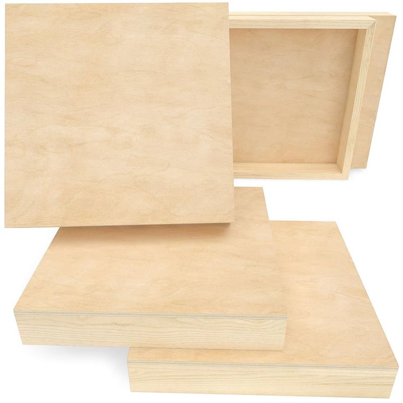 ARTEZA Wood Canvas Boards, 10 x 10 Inches, Pack of 5, Birch Wood, Wooden Panels for Acrylic and Oil Painting, Wood Burning, Crafting - Image 3