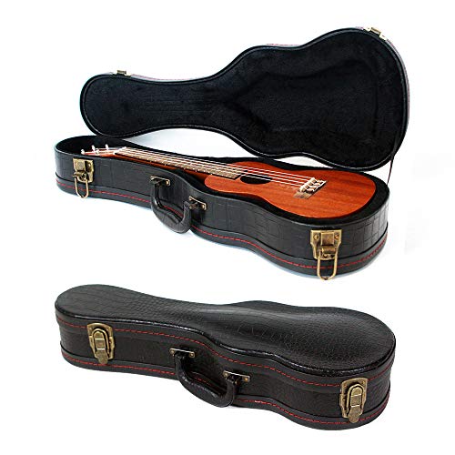 Roaring Iron Soprano Ukulele Case, 21 Inch Crocodile Pattern Leather, Black - Image 1