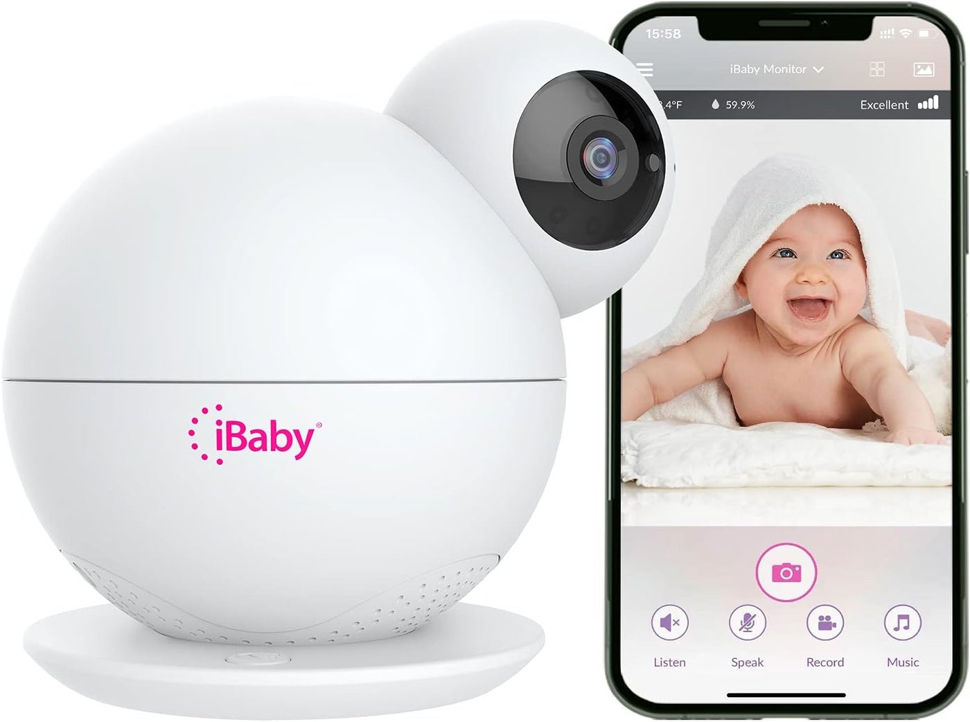 iBaby M8L WiFi Baby Monitor with Camera Audio Sleep Tracking Motion Alerts Wireless 360 Pan 110 Tilt Temperature Sensor 1080PFull HD Video Night Vision Support MultiUser on Smartphone APP