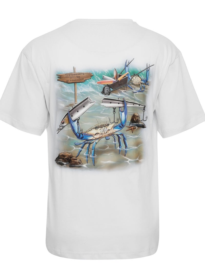 Qassar Half Sleeve Cotton T-Shirt - Crab White - Image 1