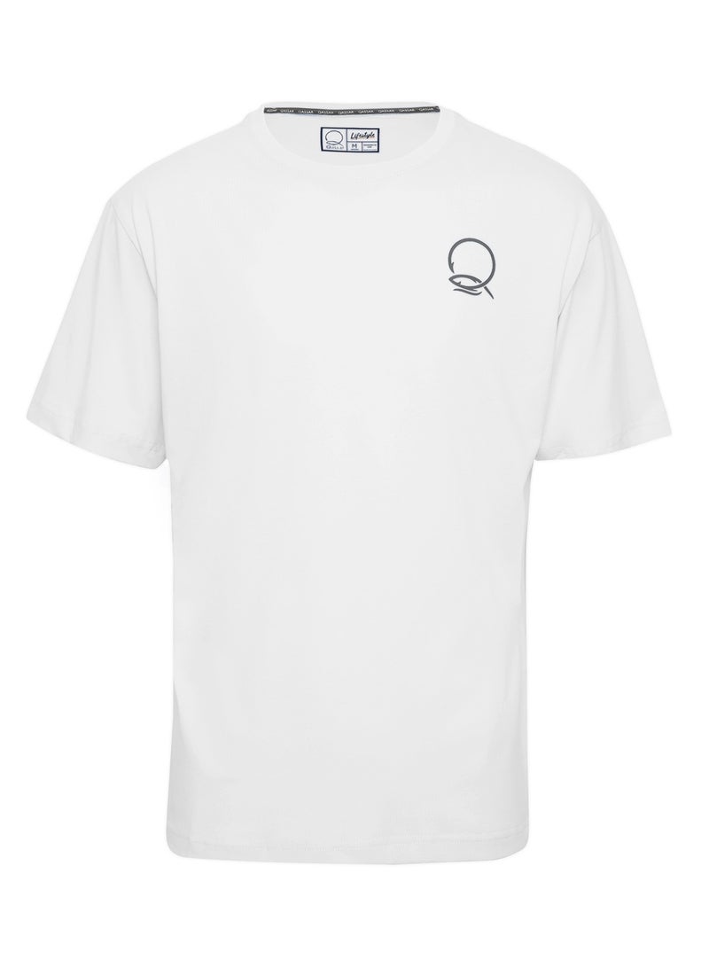 Qassar Half Sleeve Cotton T-Shirt - Crab White - Image 2