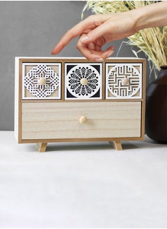 Toshionics Vintage Inspired Unfinished Wooden Jewelry Box with Antique Flower Knobs Multi-Compartment Storage Organizer with Drawers Mini Cabinet for Jewelry Makeup and Accessories Elegant Home Décor and Wedding CenterpieceVintage Inspired Unfinished Wooden Jewelry Box Multi-Compartment Storage Organizer with Drawers Mini Cabinet for Jewelry Makeup and Accessories Elegant Home Décor and Wedding Centerpiece  - Image 1