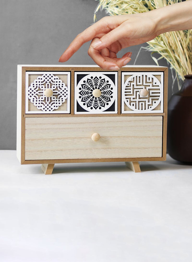 Toshionics Vintage Inspired Unfinished Wooden Jewelry Box with Antique Flower Knobs Multi-Compartment Storage Organizer with Drawers Mini Cabinet for Jewelry Makeup and Accessories Elegant Home Décor and Wedding CenterpieceVintage Inspired Unfinished Wooden Jewelry Box Multi-Compartment Storage Organizer with Drawers Mini Cabinet for Jewelry Makeup and Accessories Elegant Home Décor and Wedding Centerpiece - Image 1