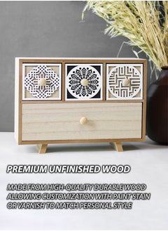 Toshionics Vintage Inspired Unfinished Wooden Jewelry Box with Antique Flower Knobs Multi-Compartment Storage Organizer with Drawers Mini Cabinet for Jewelry Makeup and Accessories Elegant Home Décor and Wedding CenterpieceVintage Inspired Unfinished Wooden Jewelry Box Multi-Compartment Storage Organizer with Drawers Mini Cabinet for Jewelry Makeup and Accessories Elegant Home Décor and Wedding Centerpiece  - Image 2