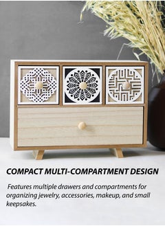 Toshionics Vintage Inspired Unfinished Wooden Jewelry Box with Antique Flower Knobs Multi-Compartment Storage Organizer with Drawers Mini Cabinet for Jewelry Makeup and Accessories Elegant Home Décor and Wedding CenterpieceVintage Inspired Unfinished Wooden Jewelry Box Multi-Compartment Storage Organizer with Drawers Mini Cabinet for Jewelry Makeup and Accessories Elegant Home Décor and Wedding Centerpiece  - Image 3