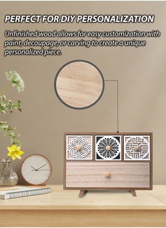 Toshionics Vintage Inspired Unfinished Wooden Jewelry Box with Antique Flower Knobs Multi-Compartment Storage Organizer with Drawers Mini Cabinet for Jewelry Makeup and Accessories Elegant Home Décor and Wedding CenterpieceVintage Inspired Unfinished Wooden Jewelry Box Multi-Compartment Storage Organizer with Drawers Mini Cabinet for Jewelry Makeup and Accessories Elegant Home Décor and Wedding Centerpiece  - Image 4