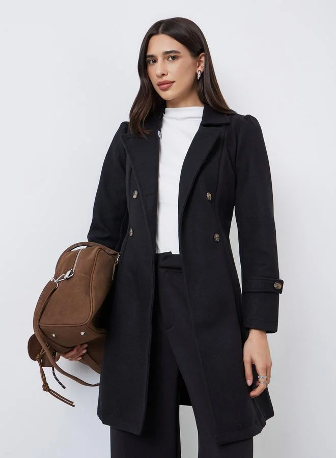 Styli Regular Fit Longline Double Breasted Belted Coat