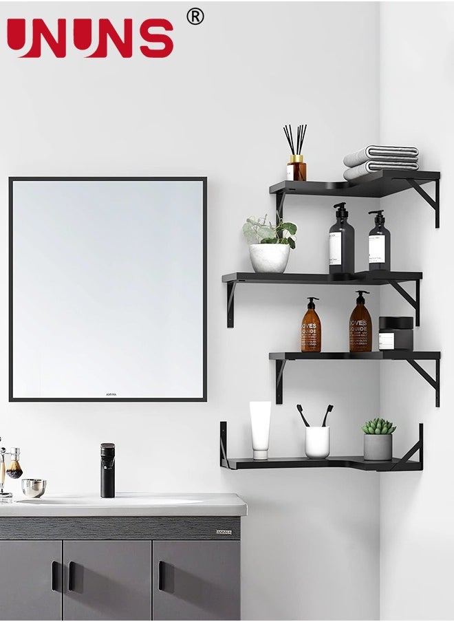 UNUNS Floating Corner Shelves,Wall Shelves Set of 4,Wall Mounted Wood Shelves For Home Decor,Bedroom,Living Room,Bathroom,Kitchen,Office  - Image 5