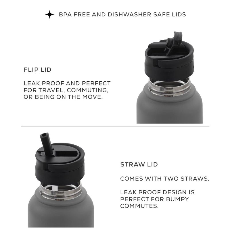 JoyJolt JoyJolt Triple Insulated Water Bottle with Straw Lid AND Flip Lid! 32oz Large Water Bottle, 12 Hour Hot/Cold Vacuum Insulated Stainless Steel Bottle. BPA-Free Leakproof Water Bottles - Thermos Bottle  - Image 3