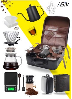أسيف مجموعة ادوات تقطير v60 طقم من 9 قطع مع حقيبة قهوة  - Image 1