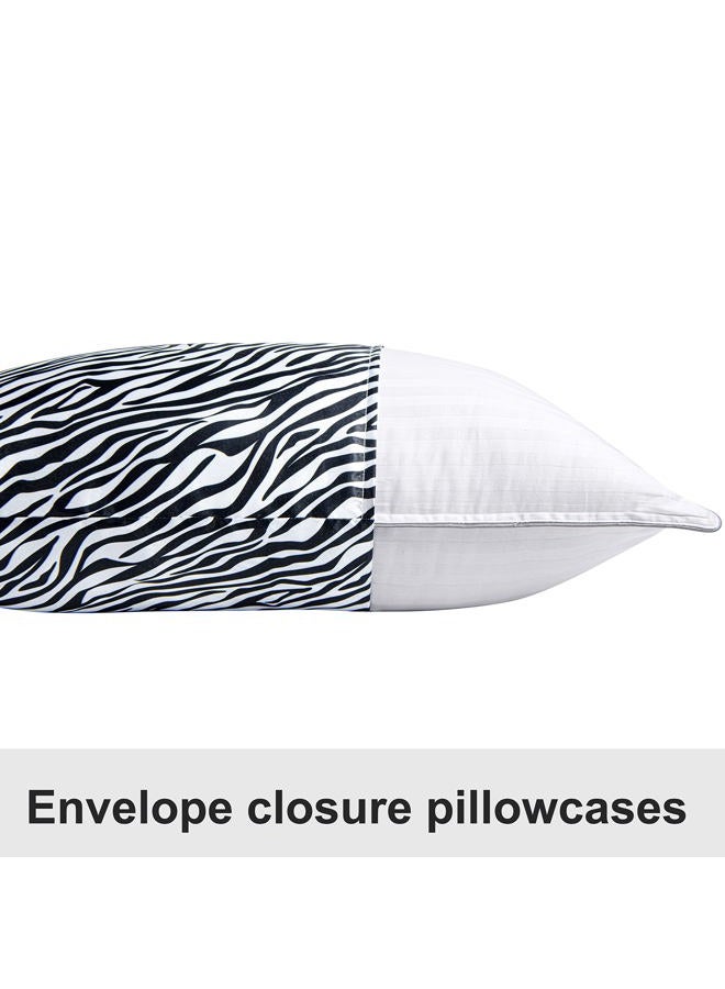 NTBAY 2 Pack Satin Standard Pillowcases for Hair and Skin, Luxurious and Silky Zebra Printed Pillow Cases with Envelope Closure, 20 x 26 Inches, Black and White - Image 4