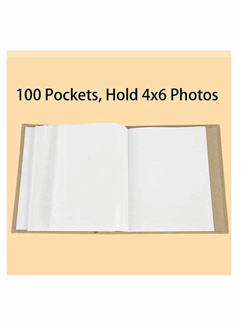 Captaintech Photo Album, Baby Photo Album, 100 Inserts Album Wholesale Photo Studio Kraft Paper Photo Album, Child Growth Souvenir Album, Suitable for Boys and Girls, 4 x 6 Inches, 1 Pcs - Image 4