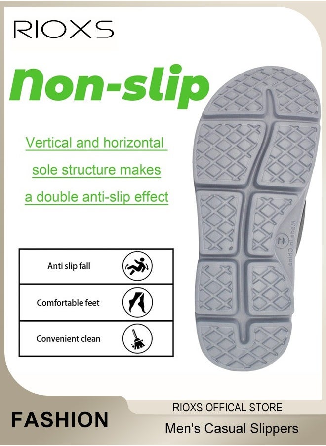 RIOXS - Men's Casual Slippers, Thick Cushion Open Toe Sport Slides Slippers, Lightweight Soft Sole Anti-Slip Sandal, Sole Platform U-Shaped Slippers for Male, Comfortable Arch Support Slippers For Indoors Outdoors - Image 1