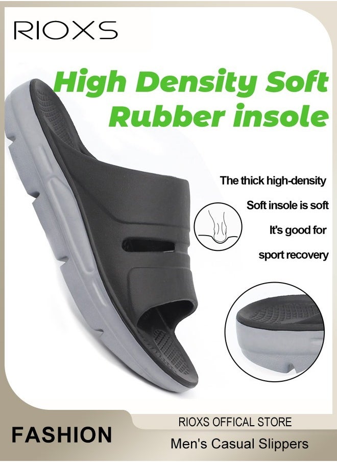 RIOXS - Men's Casual Slippers, Thick Cushion Open Toe Sport Slides Slippers, Lightweight Soft Sole Anti-Slip Sandal, Sole Platform U-Shaped Slippers for Male, Comfortable Arch Support Slippers For Indoors Outdoors - Image 1