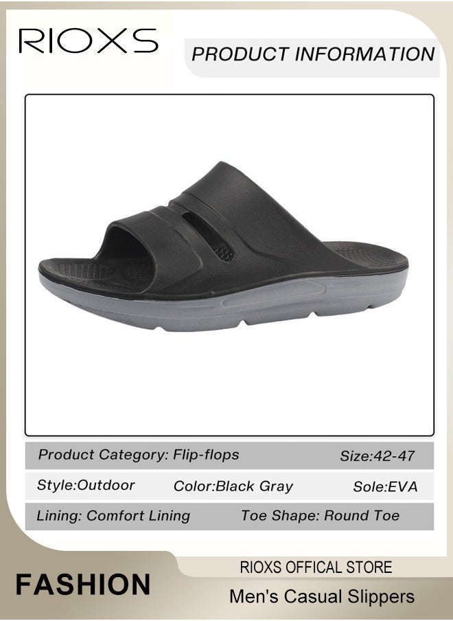 RIOXS - Men's Casual Slippers, Thick Cushion Open Toe Sport Slides Slippers, Lightweight Soft Sole Anti-Slip Sandal, Sole Platform U-Shaped Slippers for Male, Comfortable Arch Support Slippers For Indoors Outdoors - Image 1