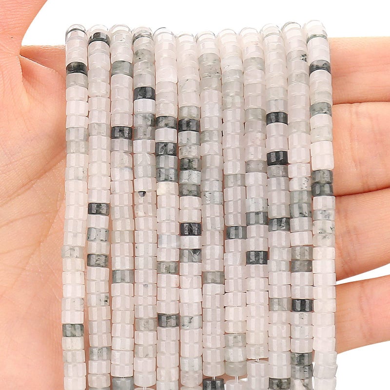 150PCs Natural Iceberg Jade Spacer Beads Loose Semi Precious Flat Round Gemstone Heishi Disc Stone Beads for Beading Jewelry Making 4mm2mm 38cm