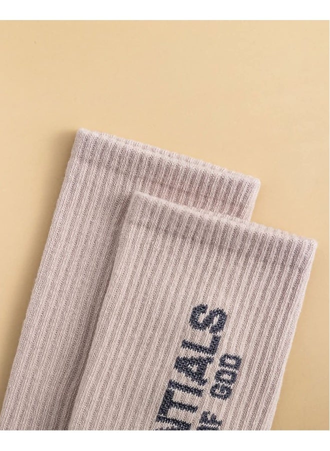 Unisex Cotton Socks, Cotton Work Casual Crew Socks for Men and Women, Fashion Funny House Socks, Assorted Mid-calf Comfort Crew Socks (FOG, 4 Pair) - Image 5