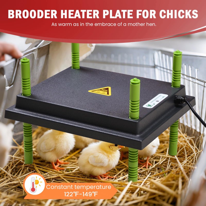 Tetuga Chicken Brooder Box for Chick Starter Kit - 10 * 12inch Brooder Heating Plate Chick Brooder Pen Chicken Brooder Box 4-in-1 Bundles with Chicken Feeder, Waterer (Brooder Set,Red) - Image 4