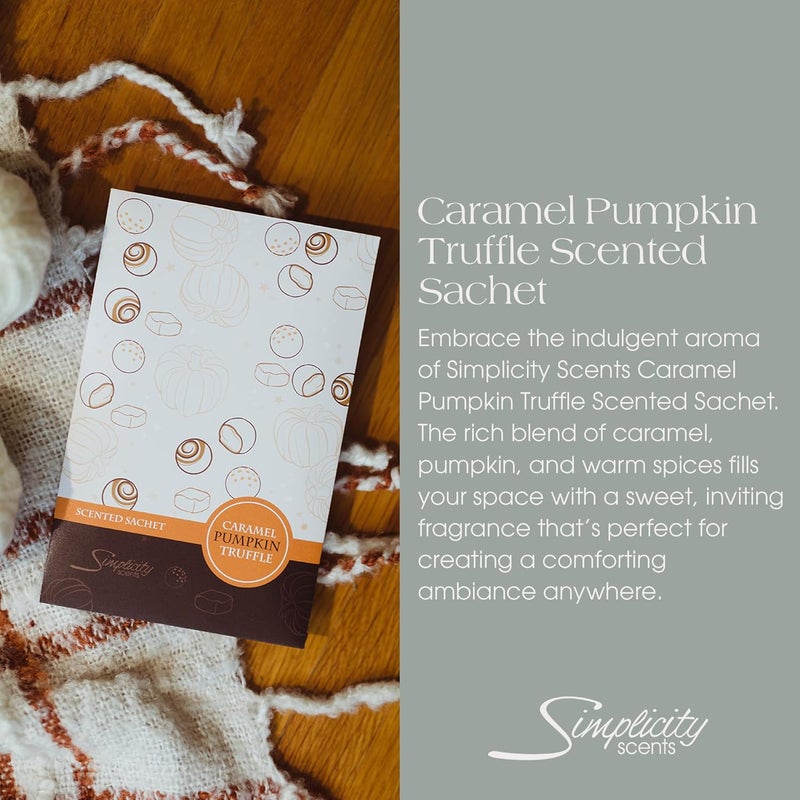 FloralSimplicity Floral Simplicity Caramel Pumpkin Truffle Scented Sachets Pack of 6, Fall & Winter - Long-Lasting Scented Bags, Home Fragrance, Air Freshener & Deodorizer for Closet, Room, or Cars, Made in USA - Image 2