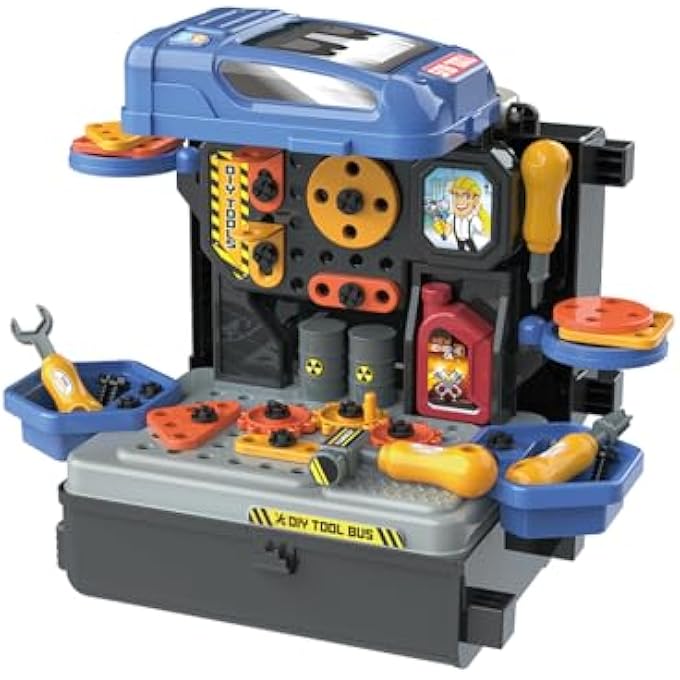 3 IN 1 MULTIFUNCTION 59 PCS TOOL SET PLAYSET IN BUS THEME FOR BOYS AND GIRLS - Image 1