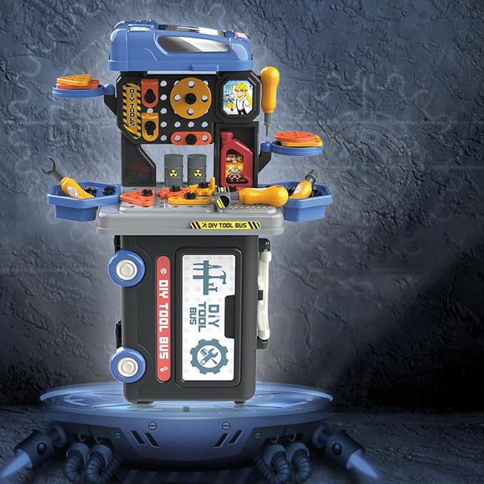 3 IN 1 MULTIFUNCTION 59 PCS TOOL SET PLAYSET IN BUS THEME FOR BOYS AND GIRLS - Image 4