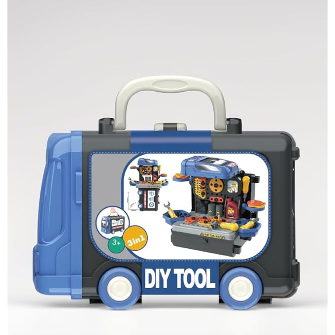 3 IN 1 MULTIFUNCTION 59 PCS TOOL SET PLAYSET IN BUS THEME FOR BOYS AND GIRLS - Image 3