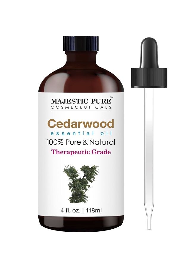 Majestic Pure Cedarwood Essential Oil, Therapeutic Grade, Pure and Natural Premium Quality Oil, 4 Fl Oz  - Image 1