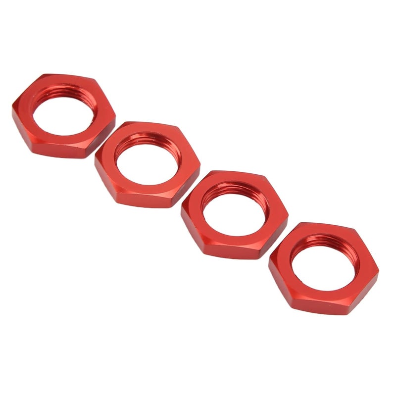 Red Aluminum Wheel Hex Hub Nuts Set for 1 8 Scale RC Car 4 Pieces - Image 1