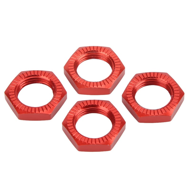 Red Aluminum Wheel Hex Hub Nuts Set for 1 8 Scale RC Car 4 Pieces - Image 4