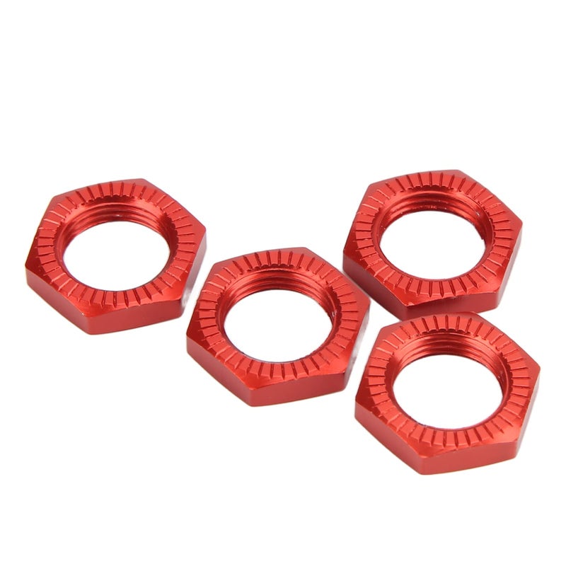 Red Aluminum Wheel Hex Hub Nuts Set for 1 8 Scale RC Car 4 Pieces - Image 3