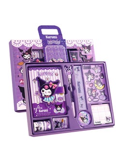 General Kuromi Stationery Set - Booklet Planner, Pocket Notepad, Tape, Ruler, Pen and Stickers - Perfect Birthday Gift for Girls aged 4-12 years old, Ideal Back to School Gift for Kids!  - Image 1
