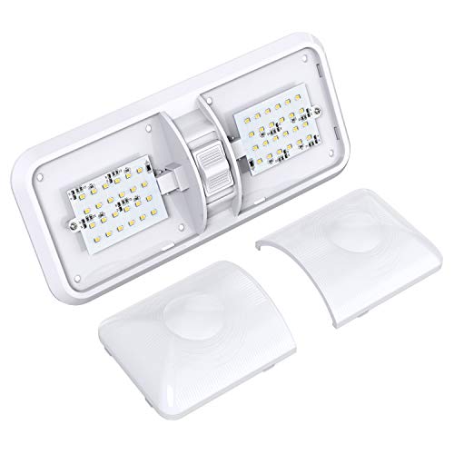 Leisure LED 2 Pack RV LED Ceiling Double Dome Light Fixture with ON/Off Switch Interior Lighting for Car/RV/Trailer/Camper/Boat DC 12V 48X2835SMD (Frosted Lens Natural White 4000-4500K, 2-Pack) - Image 3