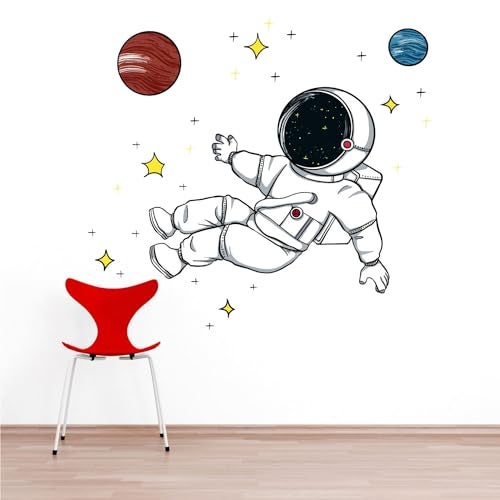 Sticker Yard Astronaut in Space Wall Decor for Kids Room, Hall, Kitchen, Living Room, Bedroom - Vinyl Multicolor (Standard Size 66X55Cm) - Image 3