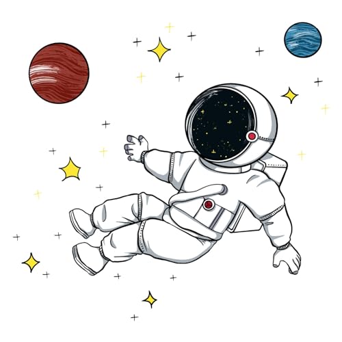 Sticker Yard Astronaut in Space Wall Decor for Kids Room, Hall, Kitchen, Living Room, Bedroom - Vinyl Multicolor (Standard Size 66X55Cm) - Image 2