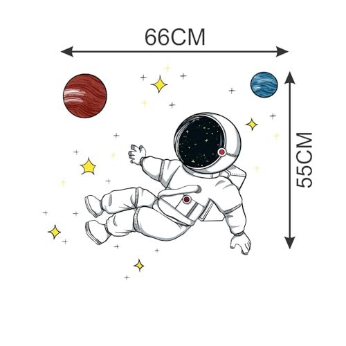 Sticker Yard Astronaut in Space Wall Decor for Kids Room, Hall, Kitchen, Living Room, Bedroom - Vinyl Multicolor (Standard Size 66X55Cm) - Image 4