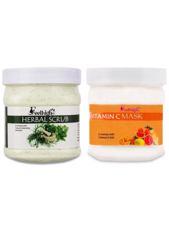 FEELHIGH مجموعة تقشير الجسم Feelhigh لإزالة السمرة والترطيب المكثف | مقشر وجه وجسم عشبي 500 مل وقناع وجه بفيتامين C 500 مل مجموعة لبشرة ناعمة وسلسة | للرجال والنساء | لجميع أنواع البشرة - Image 1