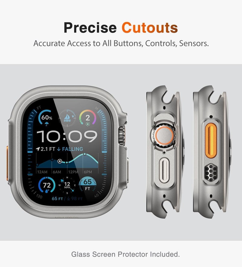 ULTIMAL Metal Case Compatible with Apple Watch Ultra 3/2/1 49mm with Back Cover, Military Grade Shockproof Protective Case, Rugged Cover for iWatch 49mm (Silver) - Image 4