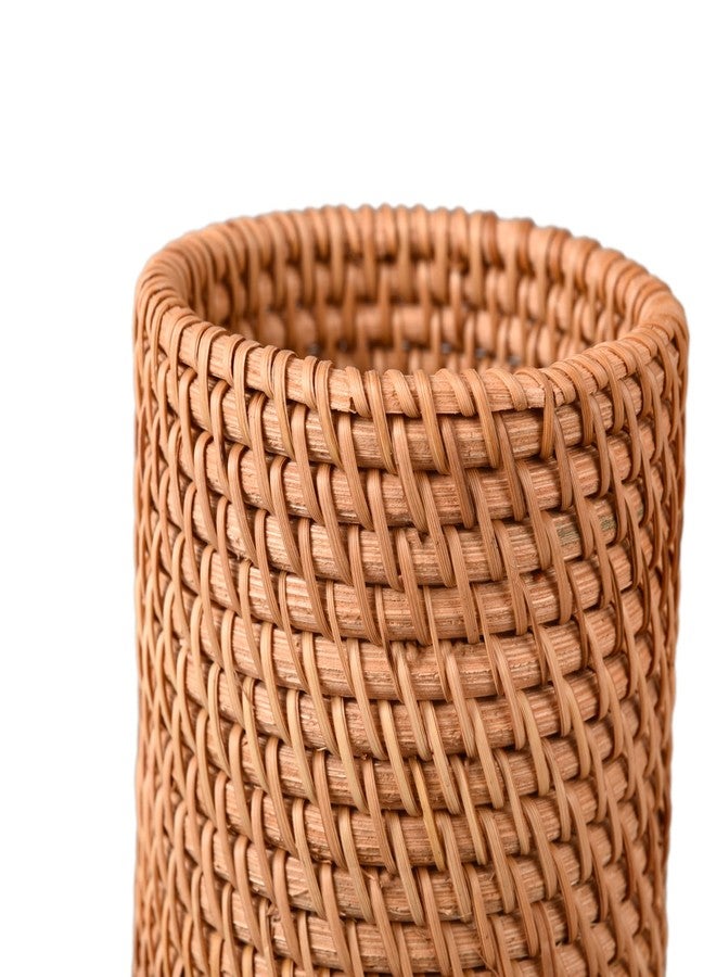Eiyye Pen Cup Rattan Pencil Holder Woven Pen Cups Desk Organizer Cup Small Makeup Brush Holder Desk Accessory for Home & Office - Image 3