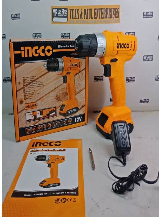 Ingco Li-Ion Cordless Drill, Yellow,Black - Image 3