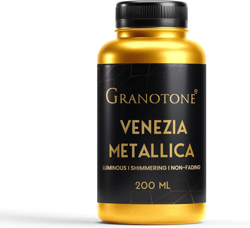 GRANOTONE Acrylic Venezia Metallic Colour  200 ML 24 Carat Gold  DIYCraft  WaterBased  NonToxic  Shimmering Effect  Pro Artists Hobby Painters  Kids - Image 1