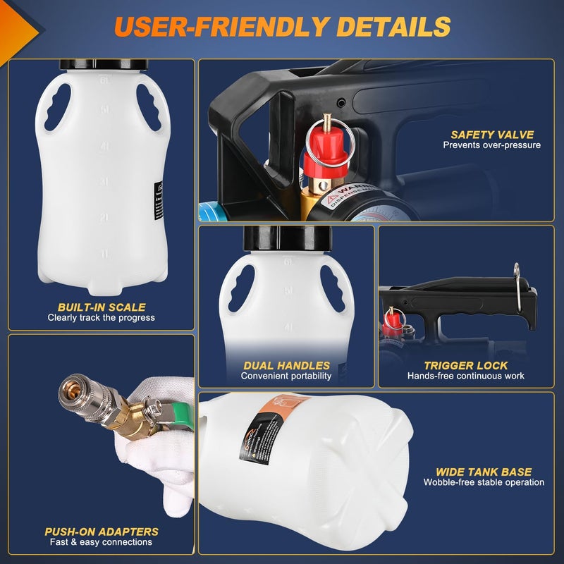 GOOACC Transmission Fluid Pump Kit 6L Automotive Pneumatic Oil Fluid Extractor ATF Refill Dispenser Transfer Pump with 15 ATF Filler Adapters 1.6 Gal 2 Ways Vacuum Fluid Evacuator Oil Change Tool Set - Image 2