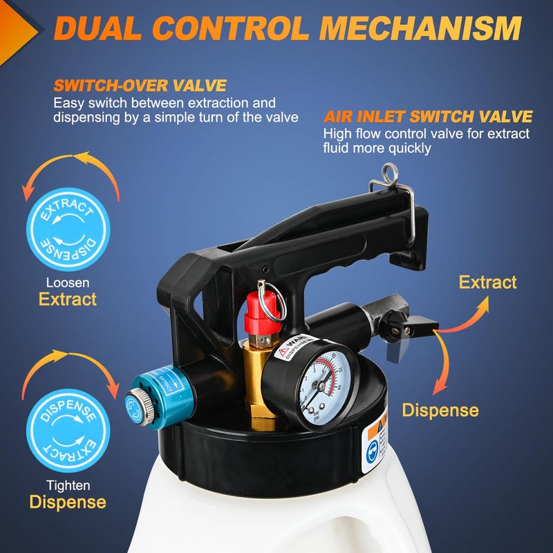 GOOACC Transmission Fluid Pump Kit 6L Automotive Pneumatic Oil Fluid Extractor ATF Refill Dispenser Transfer Pump with 15 ATF Filler Adapters 1.6 Gal 2 Ways Vacuum Fluid Evacuator Oil Change Tool Set - Image 4